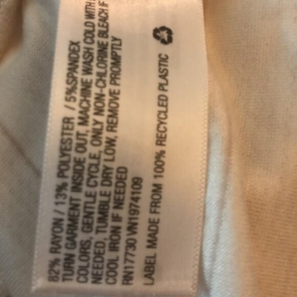 Knox Rose Women's XXL Shirt Beige White Stripe Cowl Drawstring Neck Soft Light - Picture 2 of 5